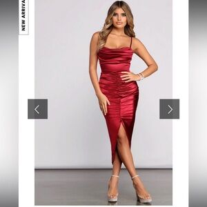 Satin red dress
